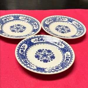 Active USA Blue and White Floral Ceramic Dessert Plates - Set of 3